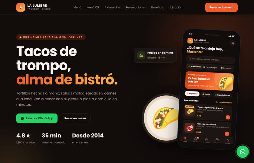 Página web de La Lumbre, inicio
